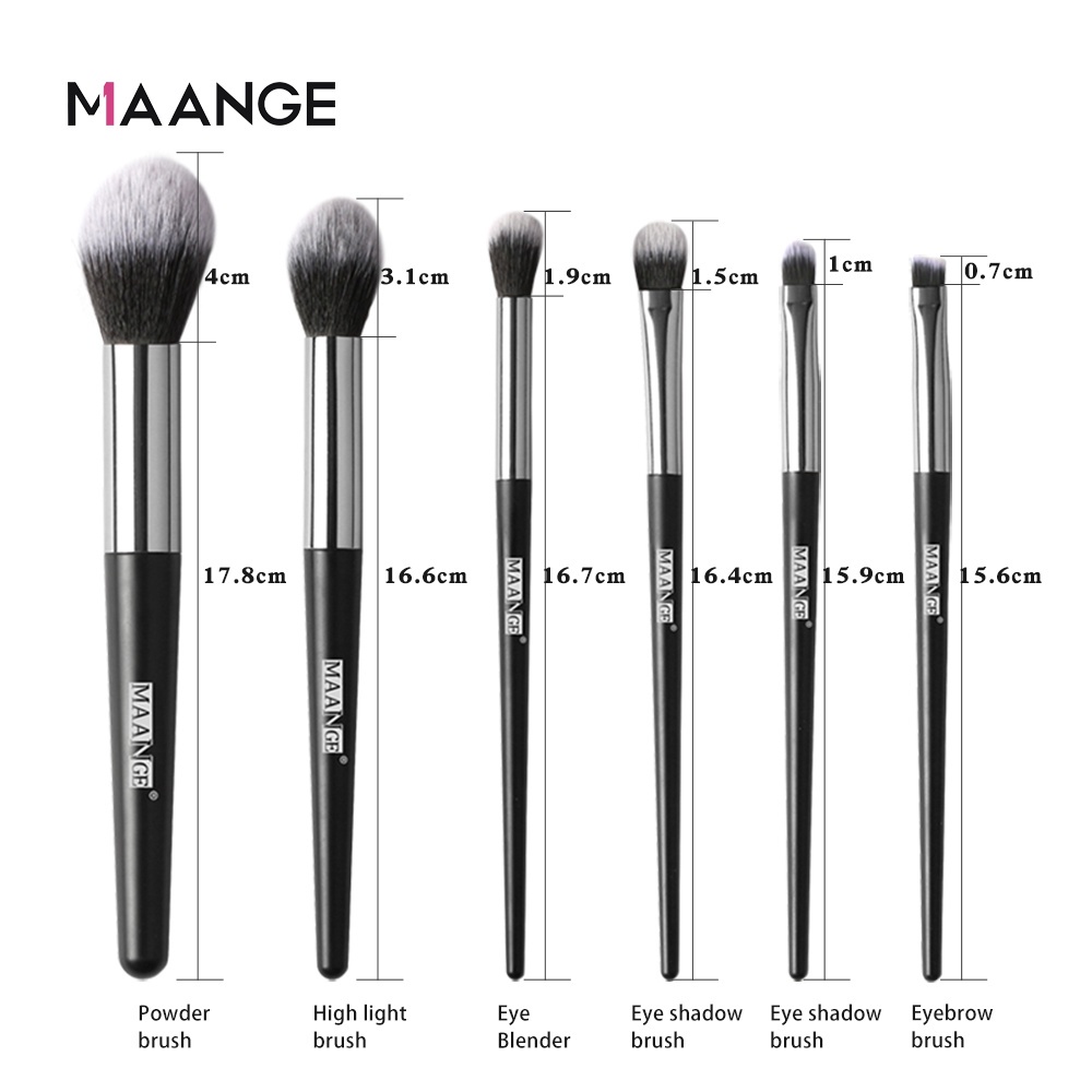 Maange 6pcs Kuas Kosmetik Pemula Untuk Bedak, Kuas Make Up Perona Mata Perona Pipi Dengan Tas