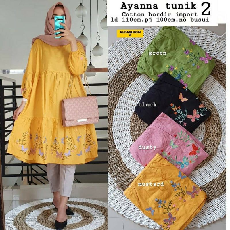 Tunik Jumbo Wanita Katun Premium Bordir Asli Beqisa #7 by N&D Hijab Fashion ori Solo
