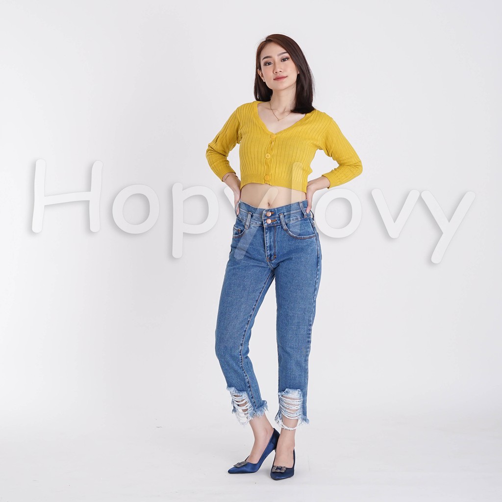 HOPYLOVY - Celana Jeans Boyfriend Wanita BF Loraine