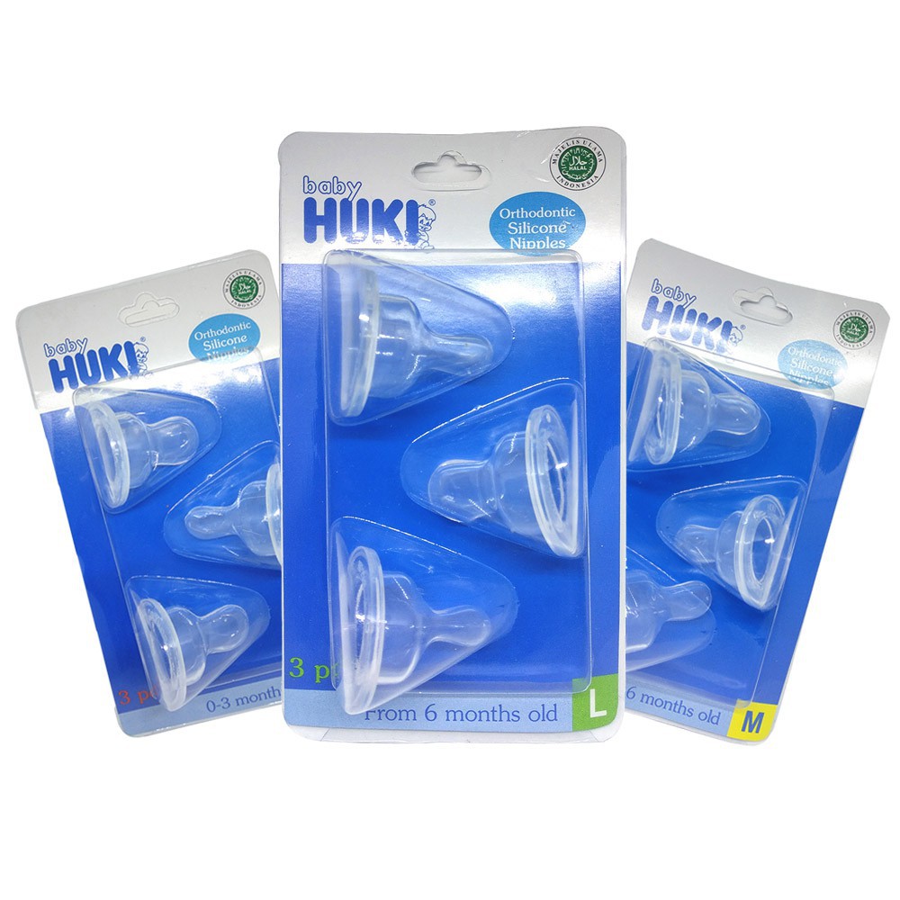 Huki Dot Orthodontic Silicone Nipple Blister Isi 3 Pcs Dot Huki Bayi  Huki Dot Bayi-BELLA SHOP