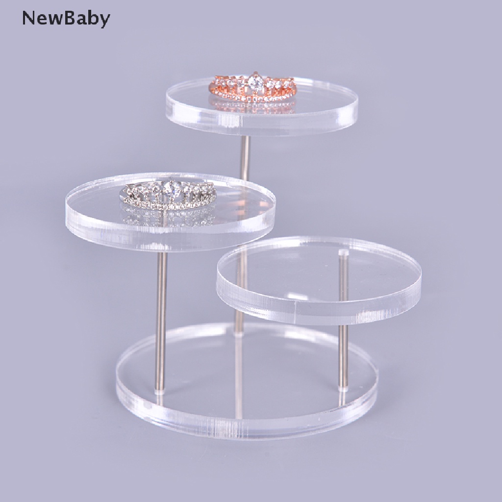 NewBaby 3 Layers Round Acrylic Jewelry Display Stand Necklace Earring Ring Show Rack ID