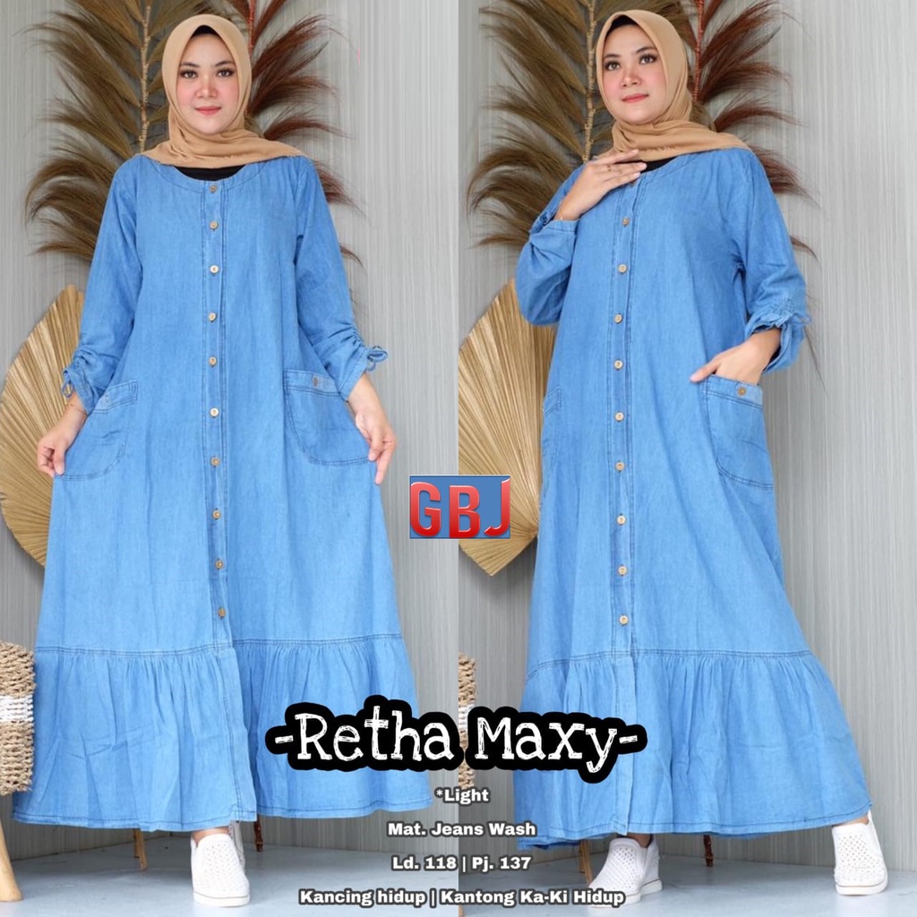 RETHA MAXI JUMBO / DAVONNA DRESS BIG SIZE JEANS BR