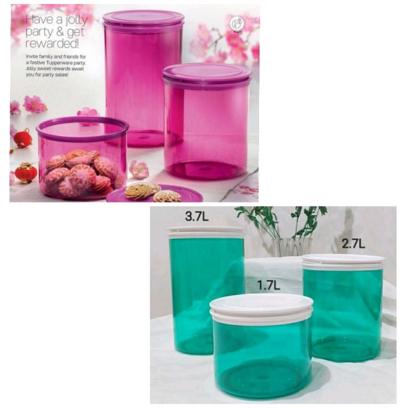 Toples cantik tupperware sebening kristal jolly keeper tosca magenta