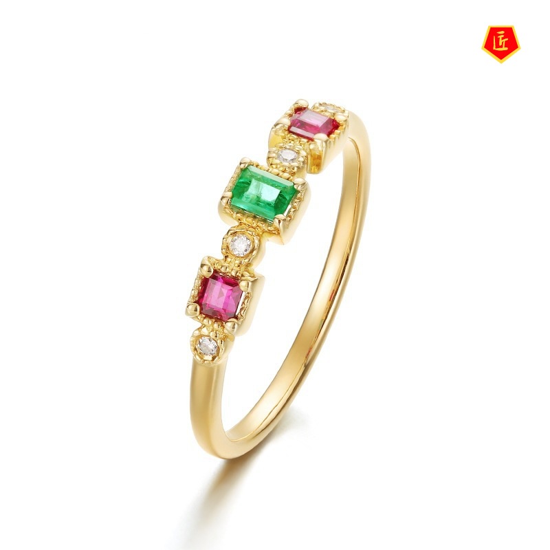 [Ready Stock]Women's Personalized Luxurious Color Crystal Ring