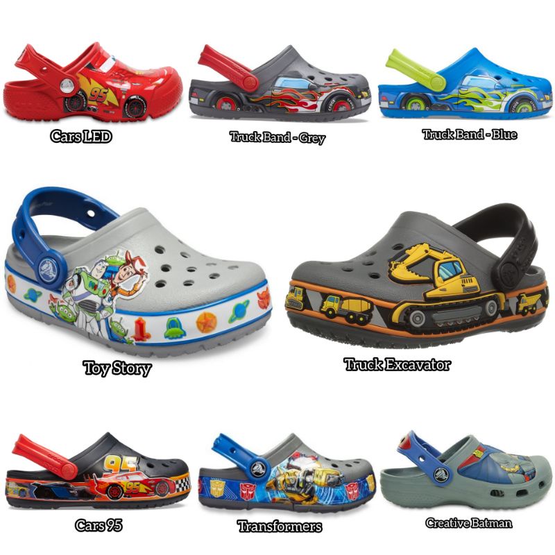 Crocs Kids Fun Lab Cars LED / Toy Story / Truck Excavator / Cars 95 / Transformers / Sandal Crocs Anak Laki-laki / Sandal Crocs Anak / Crocs Anak / Sepatu Sandal Anak / Clog