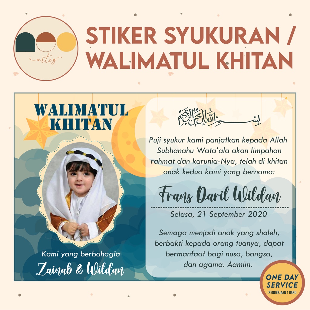 Stiker Label Syukuran Khitanan Tasyakur Walimatul Khitan Indonesia