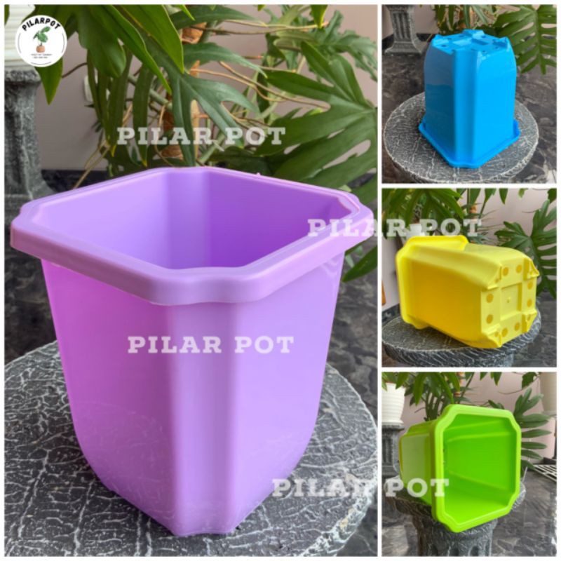 Pot bunga tanaman nkt terra kotak warna warni 16,5cm - NKT TERRA