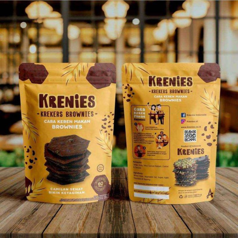 

Krenies Brownies Coklat - Cemilan Ringan Diolah dari bahan pilihan yang AMAN & 100% HALAL, KRENIES saat ini hadir dalam 6 varian rasa.