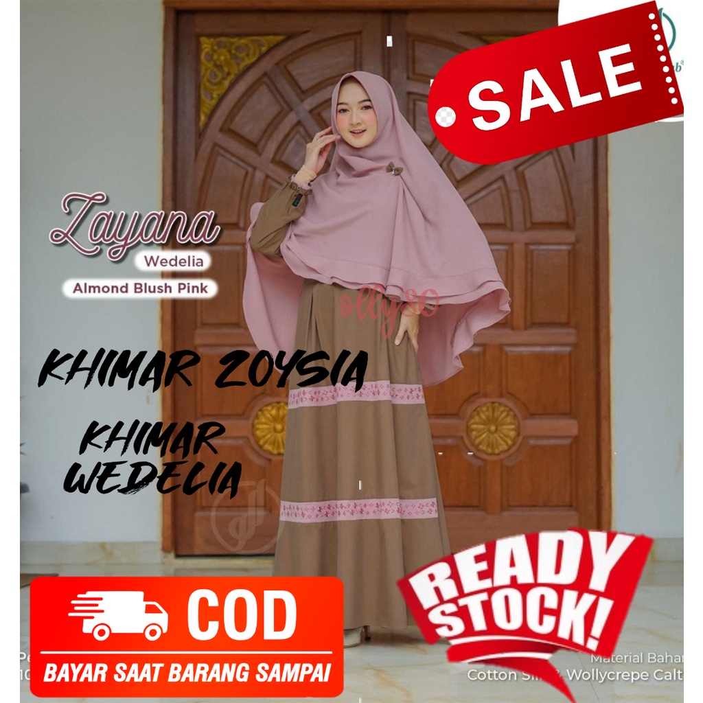 [READY KIRIM ]GAMIS ZAYANA  ORI ALWA HIJAB |ALMOND BLUSH PINK -Gamis Fashion Terkini - GAMIS ALWA HI