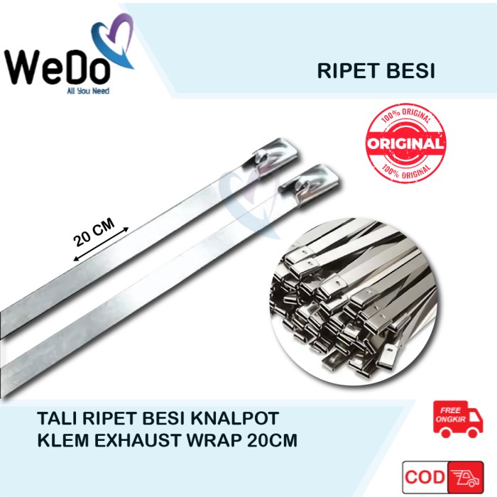 Tali Ripet Besi Knalpot Klem Stainless Exhaust Wrap Kabel Ties 20cm