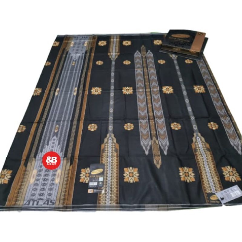 sarung atlas super premium gold 955 songket liris gunung hitam kuning emas