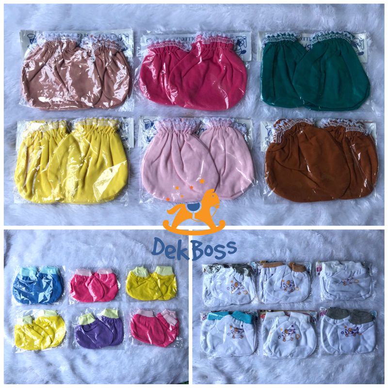 1/2 Lusin sarung tangan bayi set newborn polos | Sarung tangan kaki bayi baby newborn lusinan | Sartaki bayi set polos lusin | mitten booties rib putih polos