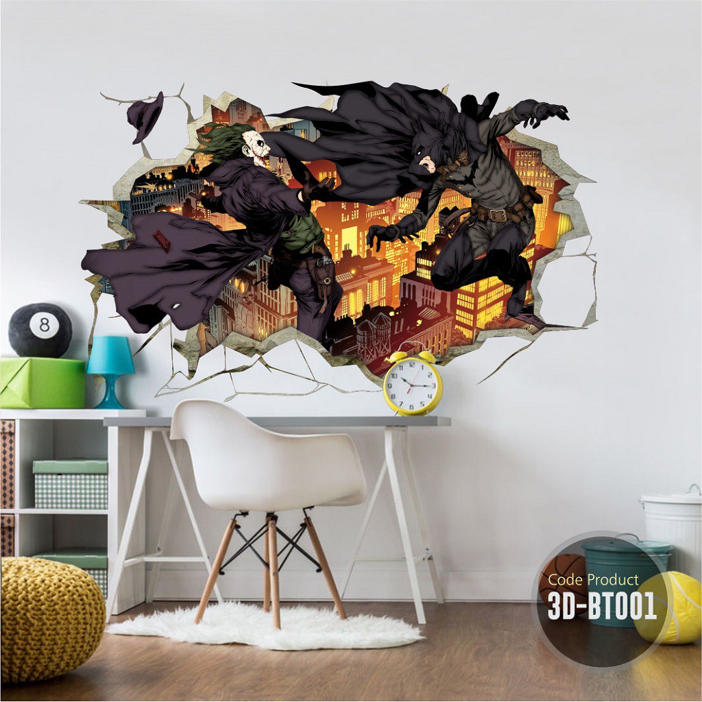 Stiker Dinding 3D Super Hero Batman - Cocok Untuk Wall Sticker Kamar, Ruang Tamu, Dekorasi Cafe