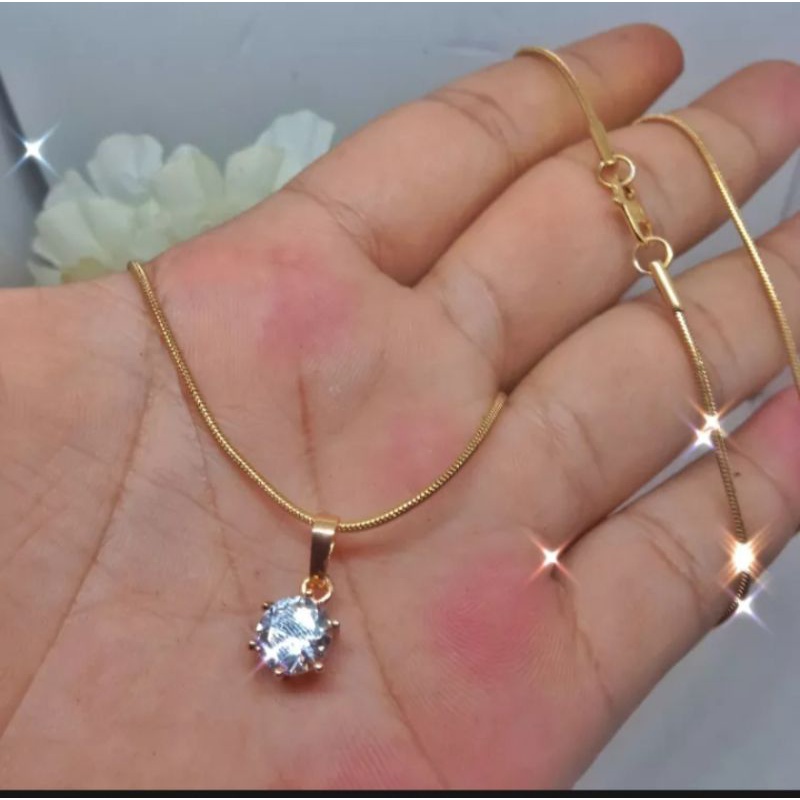 kalung belut liontin mata satu mirif dengan emas 24k asli tidak mudah luntur