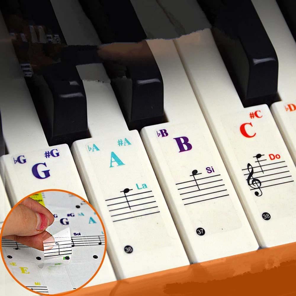 Needway Stiker Keyboard Piano Penggemar Untuk Pemula Untuk Tombol Putih Stiker Simbol 88Keys Perekat Piano Stave Note