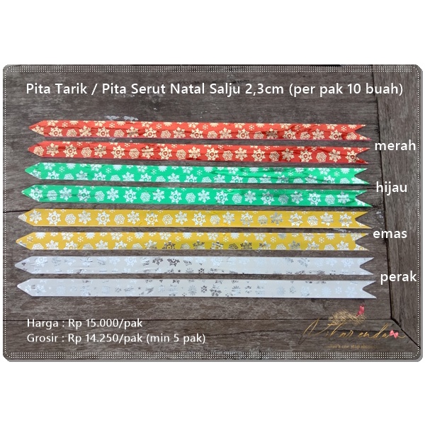 

GNATL-291 : Pita Tarik / Pita Serut Natal Salju 2,3cm (per pak 10 buah)