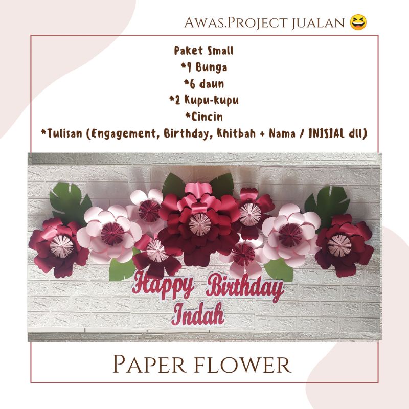 PAPER FLOWER BACKDROP BUNGA KERTAS JASMINE BUNGA DEKORASI BUNGA LAMARAN HIASAN DINDING