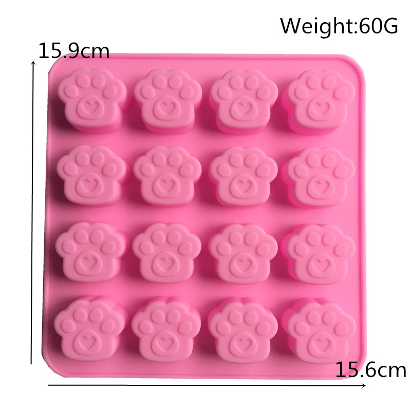 16 holes Pink Pet Cat Dog Paws Silicone Mold / Silicone Cat Dog Paws Molds /Non-stick Ice Cube Mould / Candy Baking Mold / Cake Decorative Tools Cookie Chocolate Mould