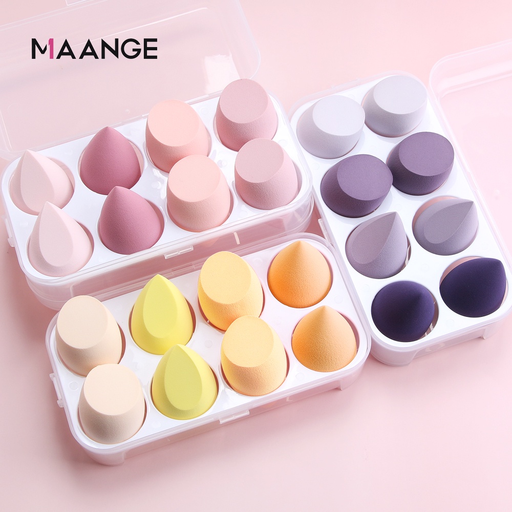 MAANGE Kotak 8 Spons Makeup Lembut Serbaguna Kecantikan Set