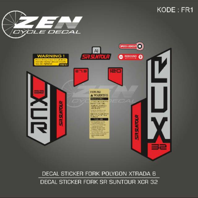 Decal stiker fork SR suntour xcr 32