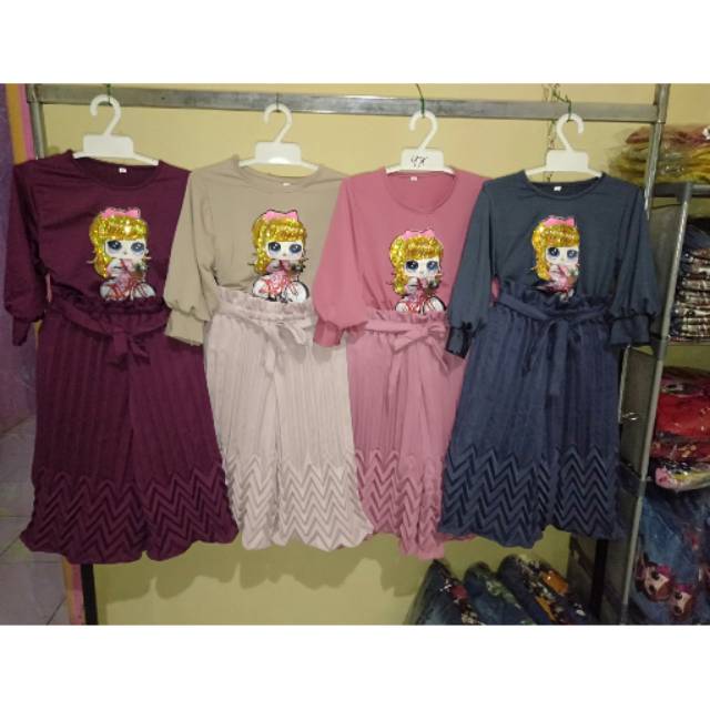 Setelan LOL LED prisket kulot anak baju LOL LED murah sz 2-8 th