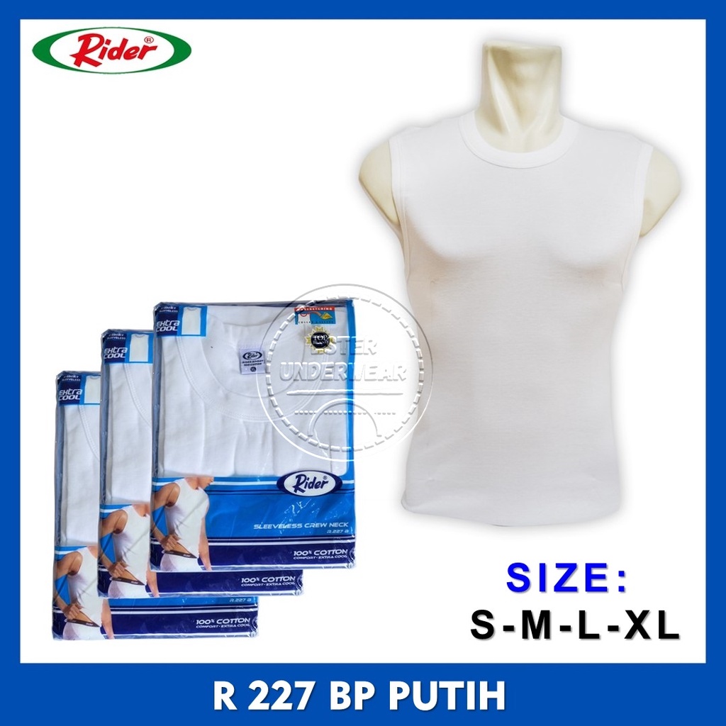 Kaos SLEEVELES RIDER O-NECK R 227 PUTIH ISI 1PCS