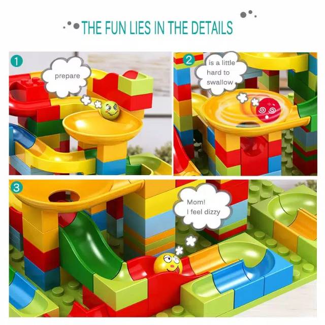 165 pc Mainan Marble Run Blok Seru