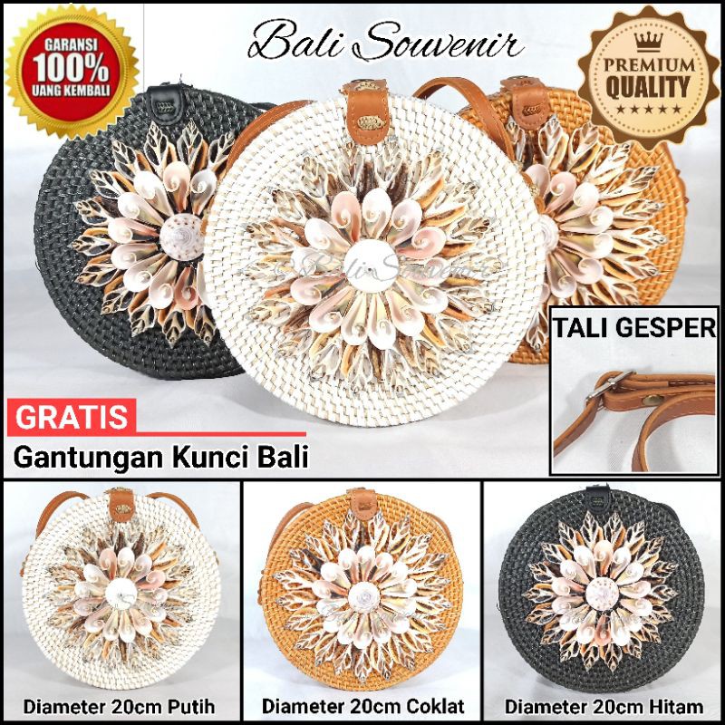 Tas Rotan Bulat Original PREMIUM Grade, Kerang Asli