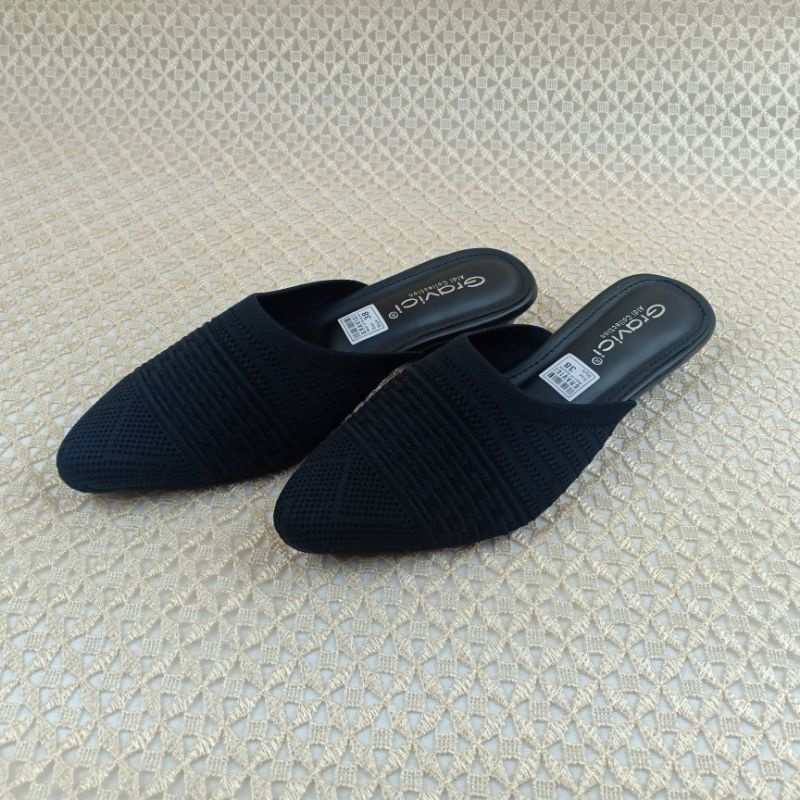 GRAVICI - Sepatu Slip On Mules Wanita Bahan Rajut Import NR 14