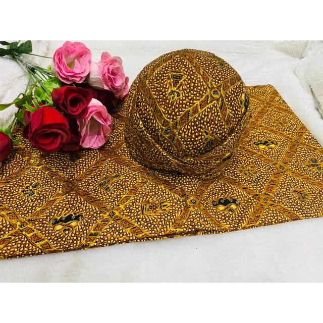 SET BLANGKON SOLO JARIK SEPASANG MOTIF SIDOMUKTI PRODO TULIS COKLAT ELEGAN