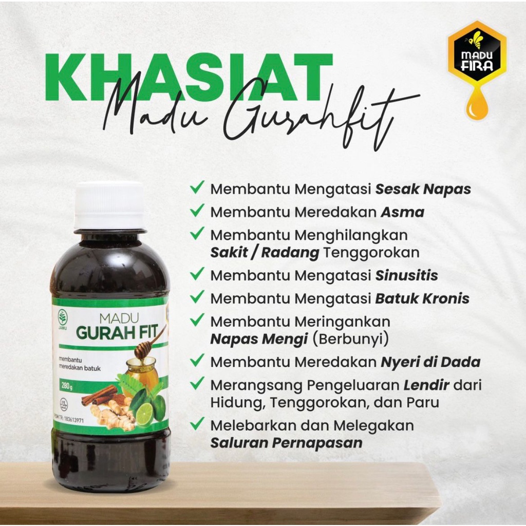 Madu GURAH FIT Asli Original Obat Herbal Flu Batuk Sakit Tenggorokan Sesak Nafas Sinusitis Asma