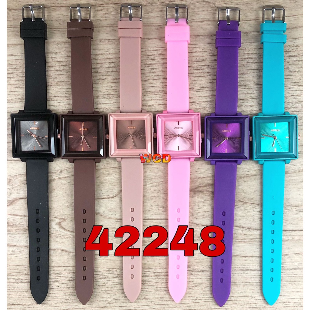 COD-Jam Tangan Wanita Guess Segi Strap Rubber GS44