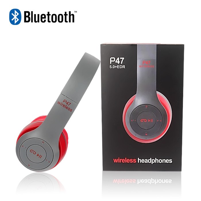 Headset Besar Bluetooth Headhphone Bando Blututh Tanpa Kabel Hendphone Bluetoot Full Bass Suara Mega Bass Nyaman Ada Bantalan P47 Tetta Shop