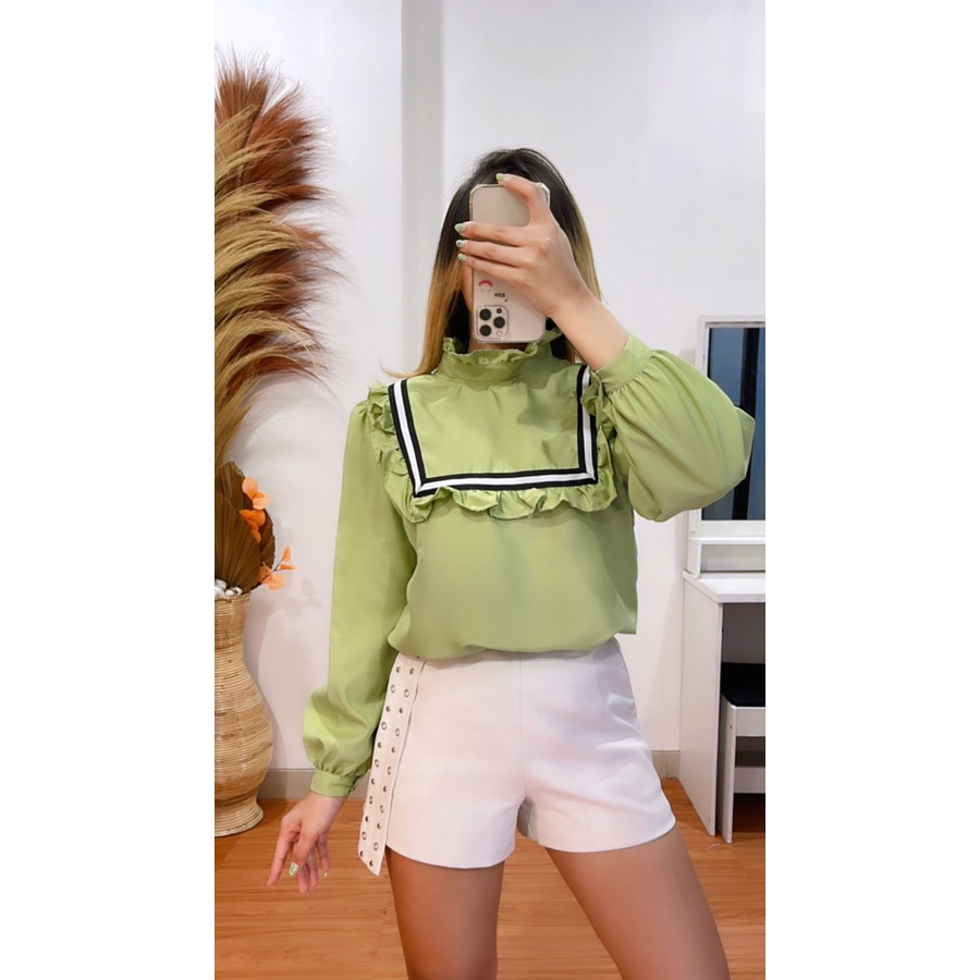 RX Fashion - Boni Top / Blouse Wanita / Atasan Korean Style ( gratis Ongkir ) -BN-SAGE GREEN