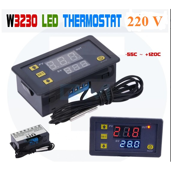 Termostat Thermostat  Digital Temperature Controller AC 220V W3230 Pengatur Pengontrol Suhu