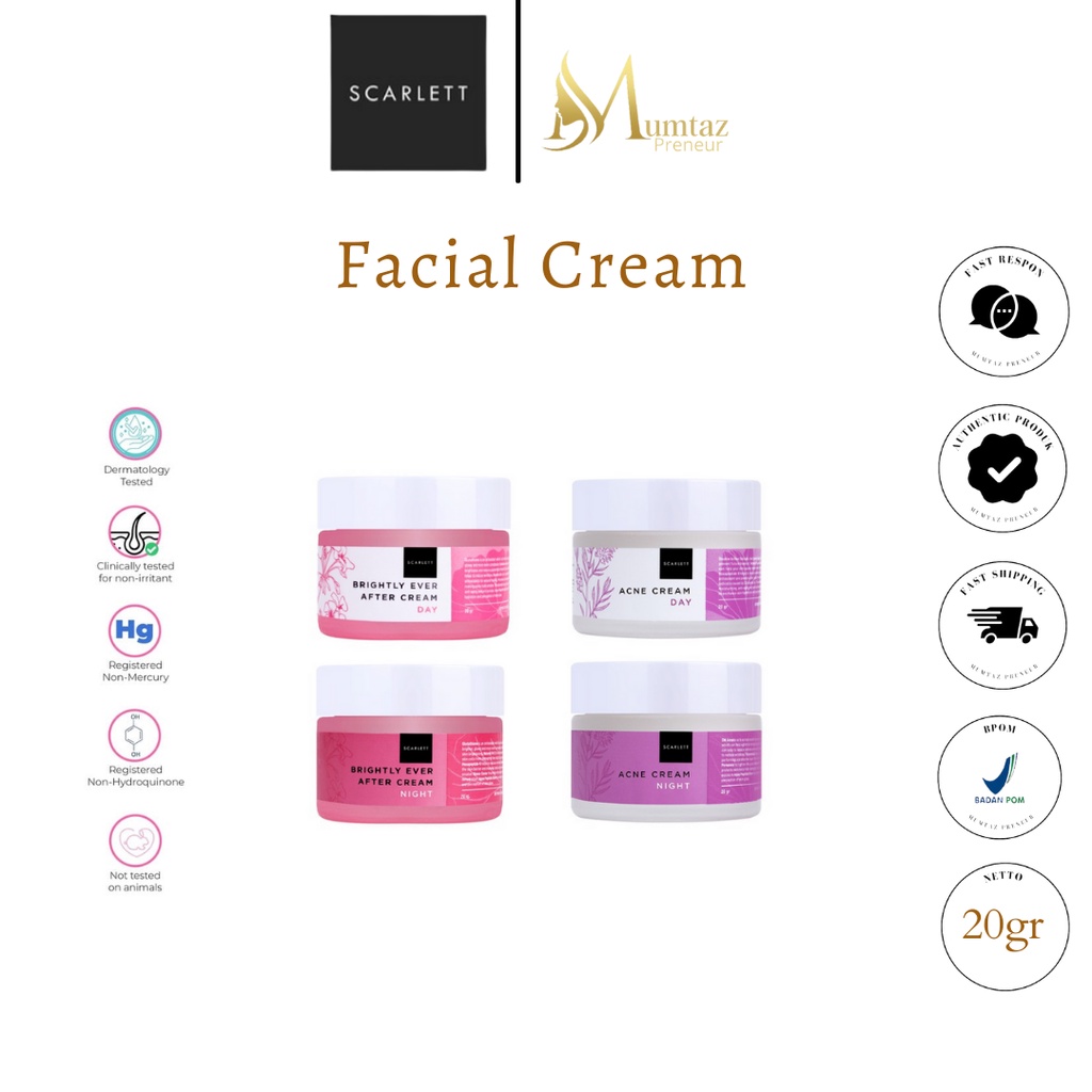 SCARLETT WHITENING ACNE CREAM  SCARLETT WHITENING BRIGHTLY EVER AFTER CREAM ACNE CREAM PERAWATAN WAJ