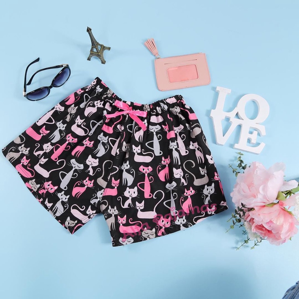 Kolor Motif Jumbo - Short Pants Wanita Jumbo - Celana Pendek Santai