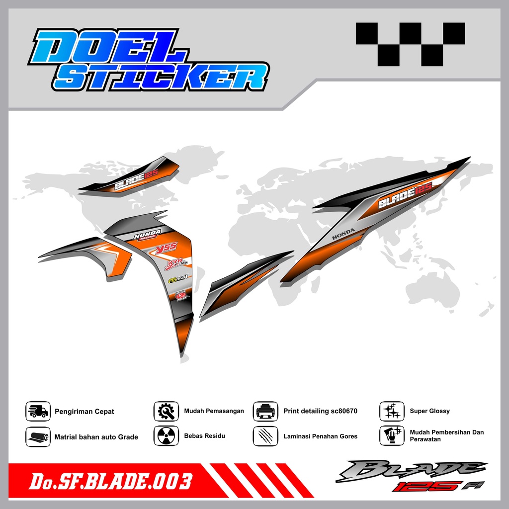 STICKER STRIPING BLADE NEW 125 - STICKER STRIPING LIST VARIASI HOLOGRAM , CROME BLADE NEW 125 DOEL 003