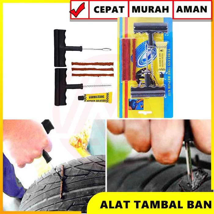 Tubeless Tire Repair Kit Alat Tambal Ban Tubles Set Paket Lengkap TINGGAL PAKAI