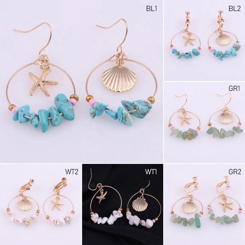 Anting Kait Gantung Desain Lingkaran Besarrumbai Kerang Gaya Boho Untuk Wanita