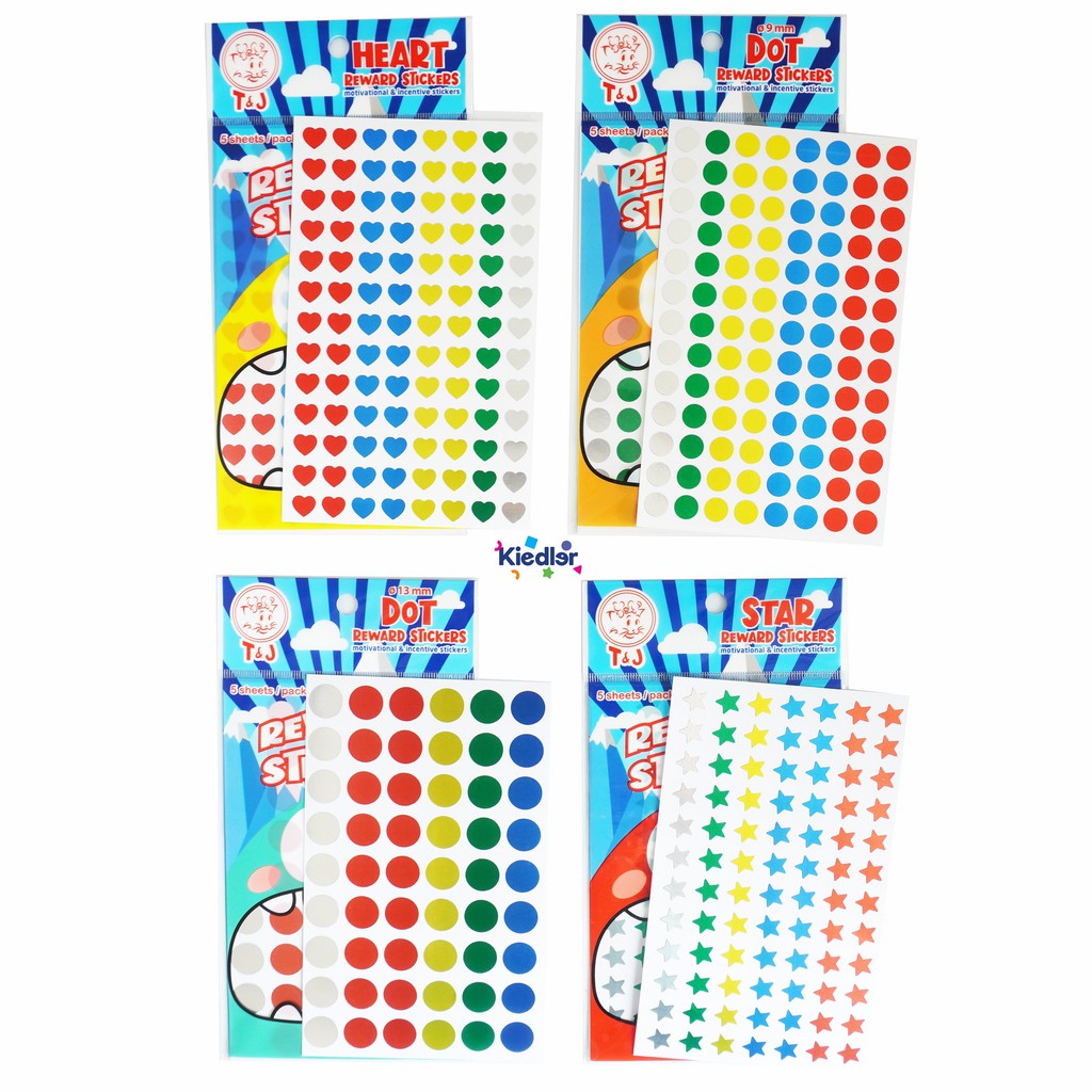 

T&J - Reward Sticker, Stiker Reward Chart Bintang, Hati & Dot