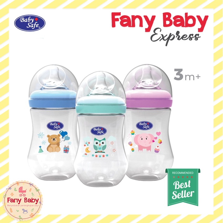 BABY SAFE BOTTLE WIDE NECK MOTIF 260ML SINGLE PACK / WN05