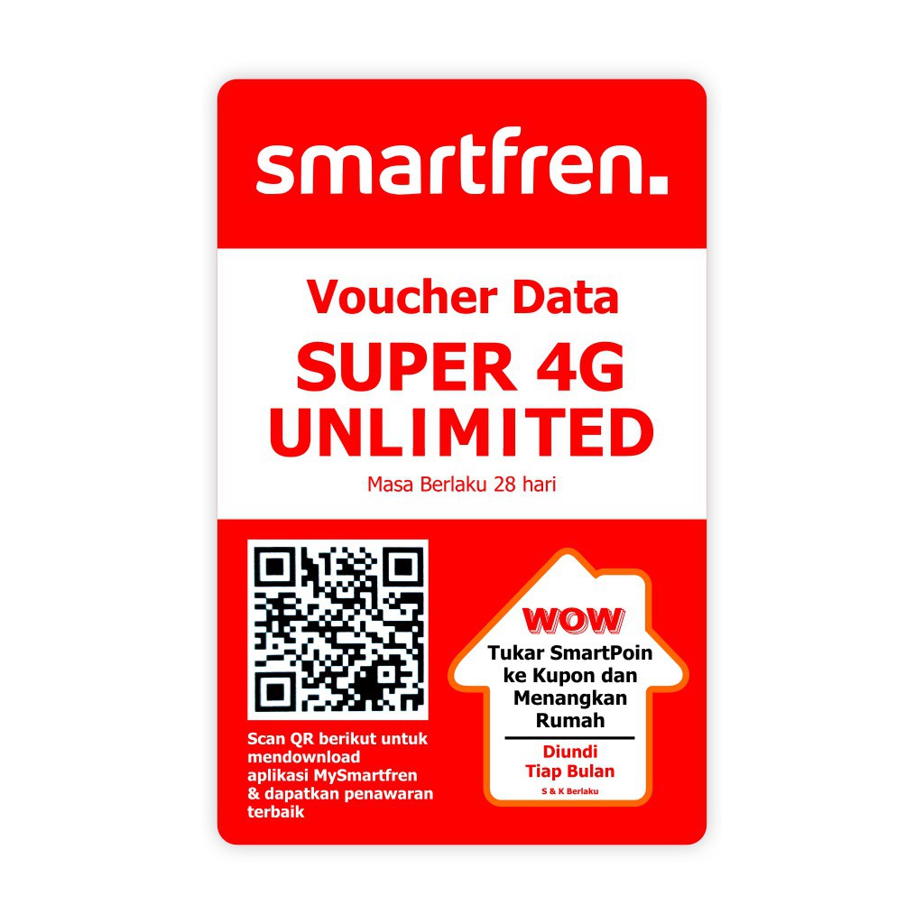 Voucher Smartfren Unlimited 28hari / Fup 1gb