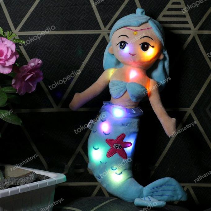 Mainan anak perempuan Boneka Putri Duyung lengkap dengan lampu LED dapat Menyala Lucu dan Imut