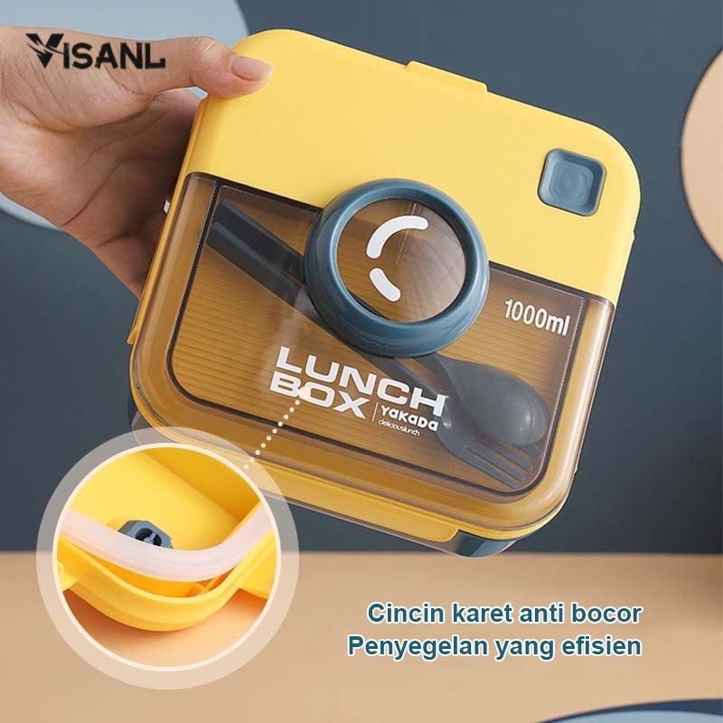 Lunch Box Bento / Kotak Makan / Jerami Kotak Bekal Bersekat / Anti Bocor + Sendok Dan Sumpit memiliki