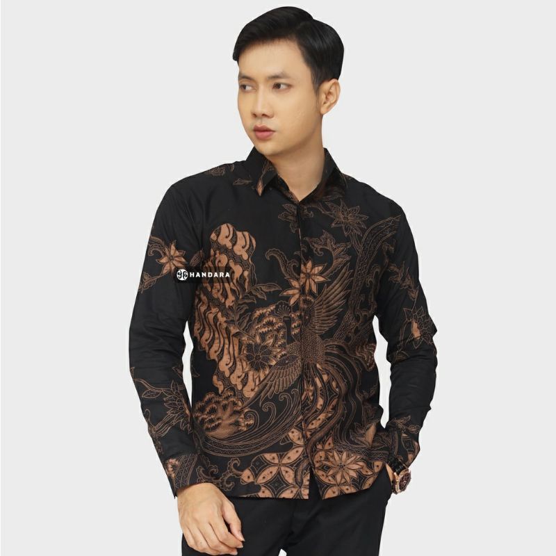 SELING HITAM Kemeja Batik Pria Lengan Panjang Full Furing Bahan Katun Halus