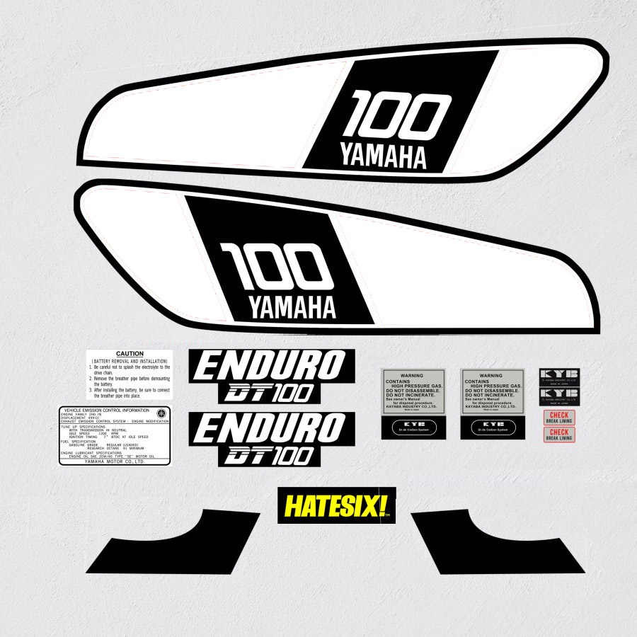 Decal Sticker Tempelan DT 100 model Yamaha XT 500 Vintage Enduro Hatesix