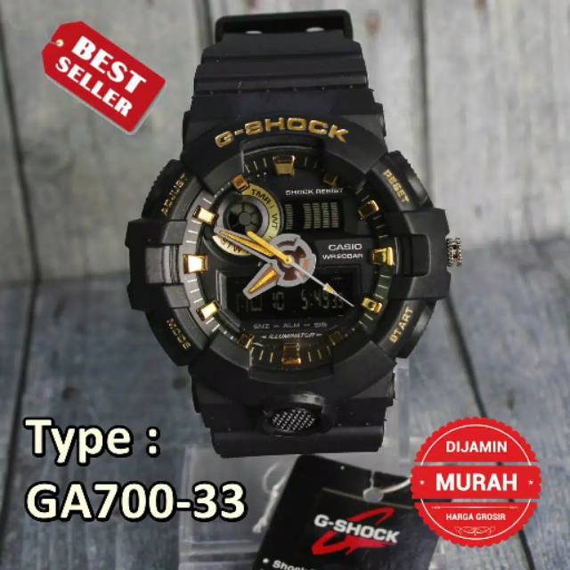 JAM TANGAN G-SHOCK GA700LIMITED ANTI AIR LIST GOLD PRIA