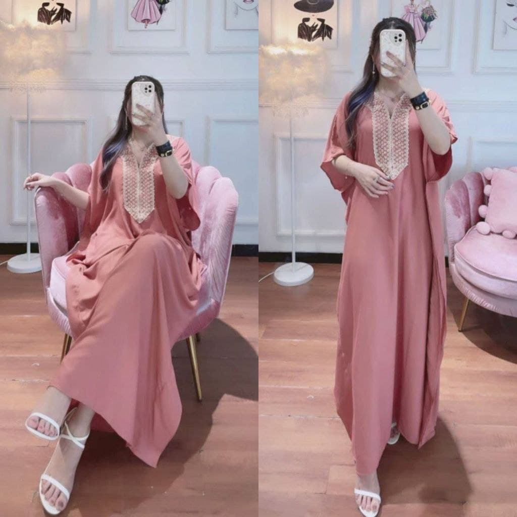 DRESS ARABIAN KAFTAN EDISI LEBARAN | GAMIS RENDA POLOS | DASTER RAMADHAN KEKINIAN MURAH BUSUI PANJANG VIRAL DASTER ARAB RAYON TERLARIS