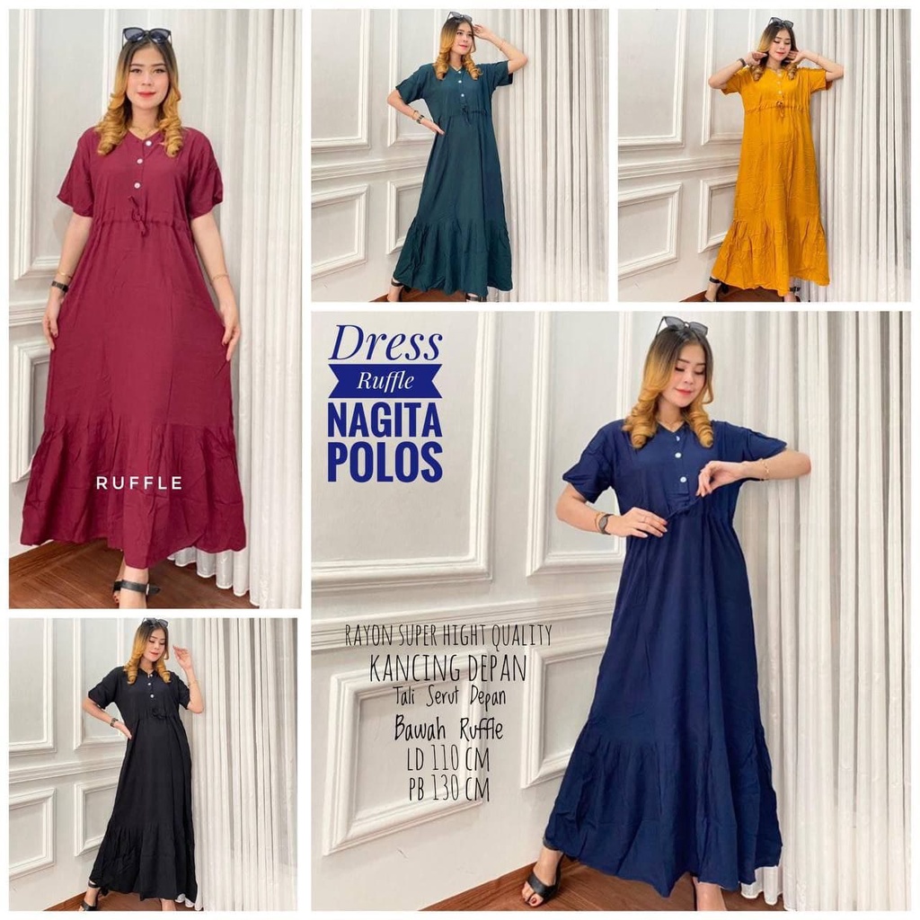 Daster Ruffle Busui Semata Kaki Kekinian Panjang